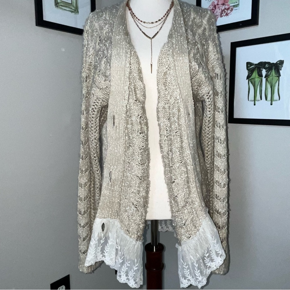 Pol Oversized Longline Cable Knit Button Down Car… - image 6